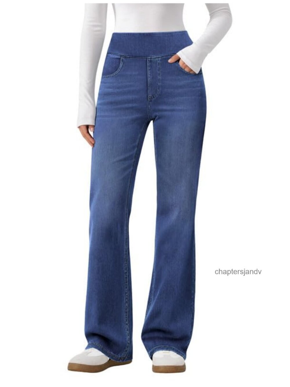 High Rise Pull On Bootcut Stretchy Jeans Trendy Flare Denim Pants